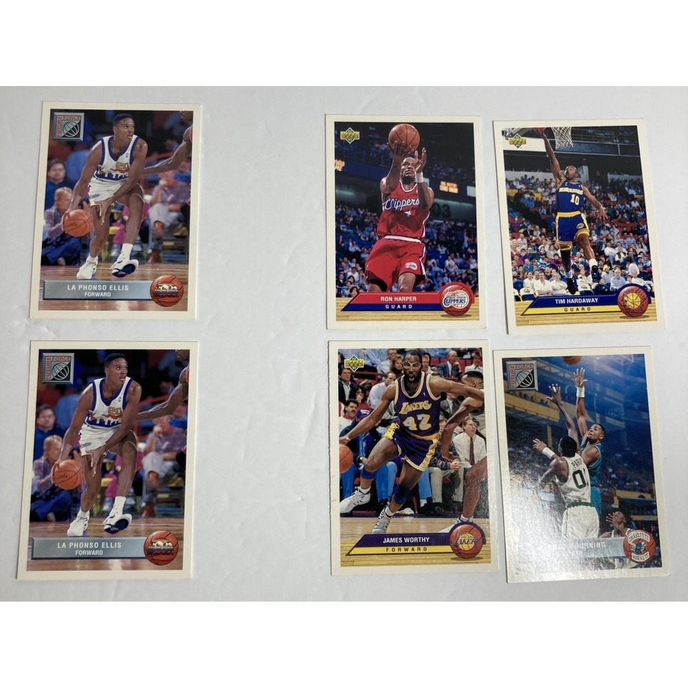 Lot of 6 Basketball Trading Cards Ellis, Harper,‎ Hardaway, Worthy, Mourning